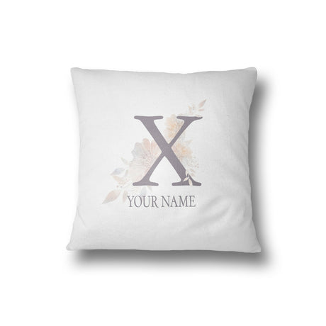 Personalised Misty Dusty Pastel Alphabet Floral Name Initial Letter Cushion