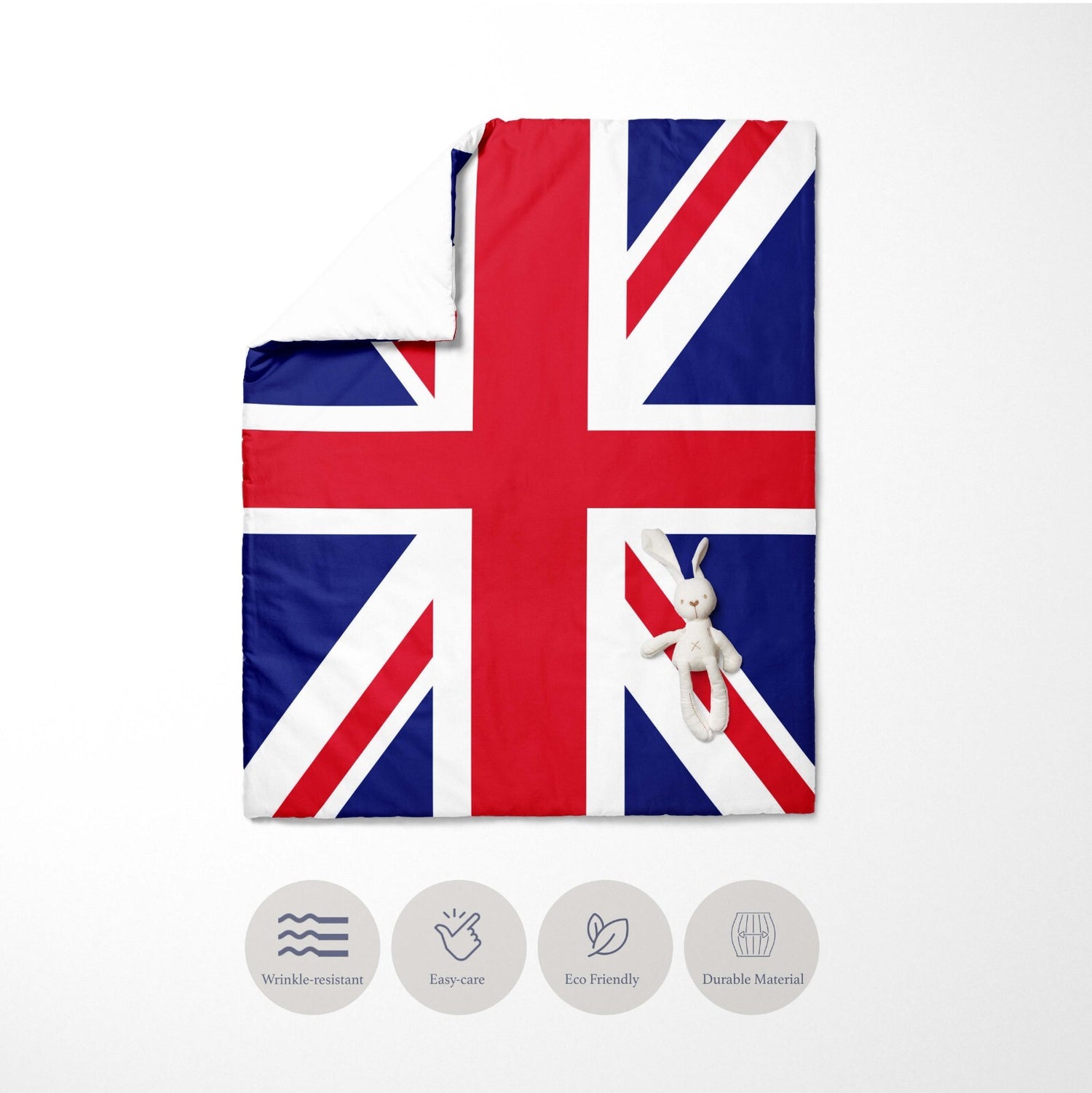 GB Flag Union Jack Flag Custom Junior Toddler Cot Bed Duvet Cover + Pillowcase