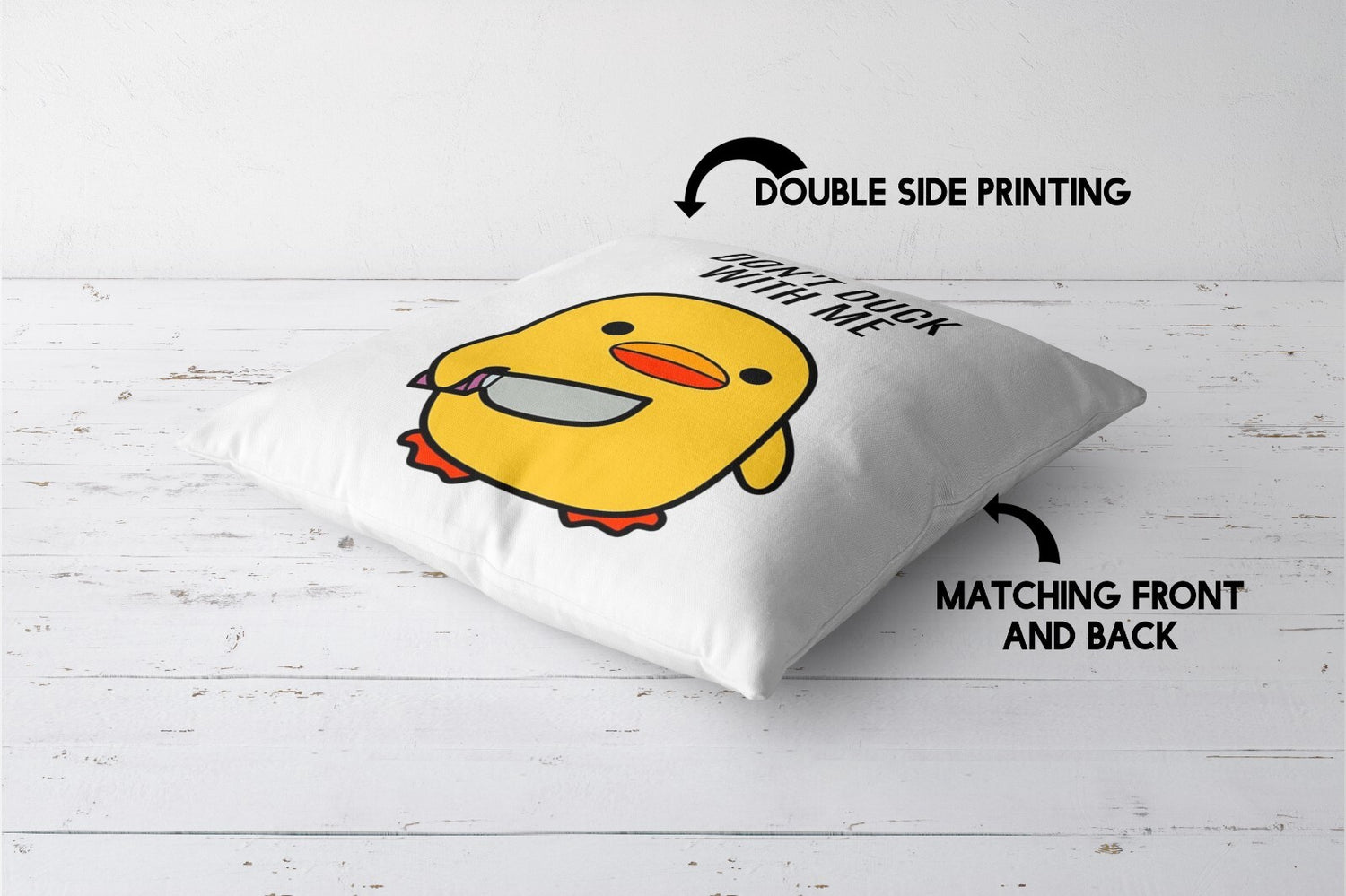 Don't Duck With Me Rude Funny Novelty Custom Square Filled Cushion Decor Gift