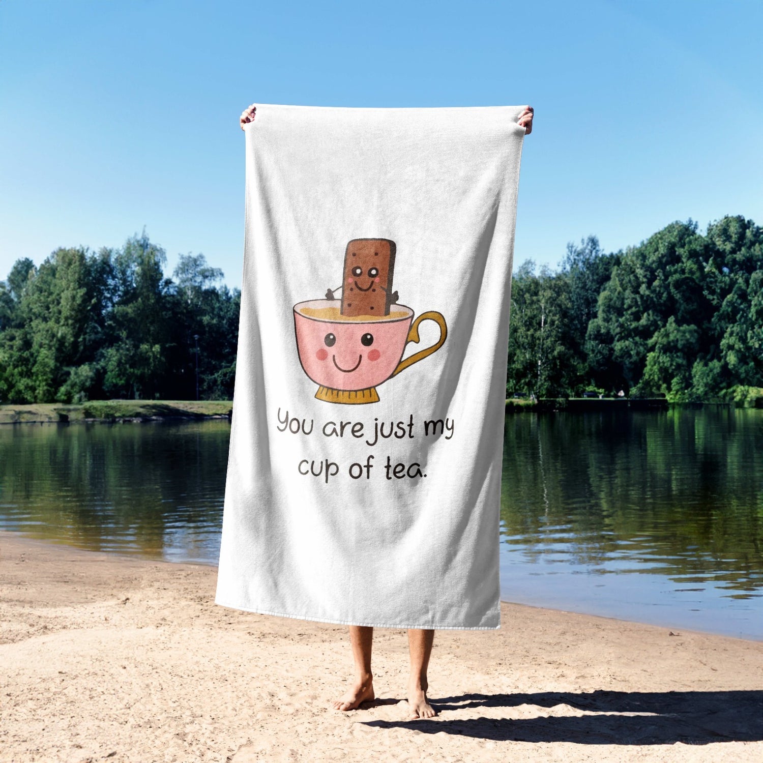 My Cup Of Tea Custom Coloured Cheeky Funny Romantic Beach Bath Sheet Towel