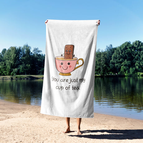 My Cup Of Tea Custom Coloured Cheeky Funny Romantic Beach Bath Sheet Towel