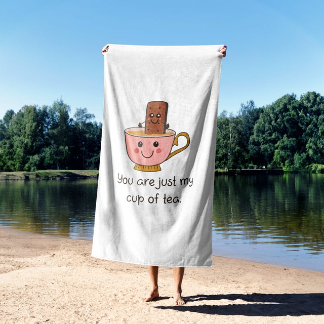 My Cup Of Tea Custom Coloured Cheeky Funny Romantic Beach Bath Sheet Towel