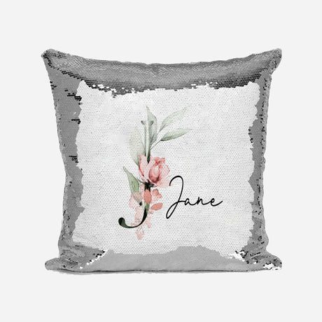 Personalised Gentle Botanical Blush Sequin Magic Cushion Cover + Pillow Kids