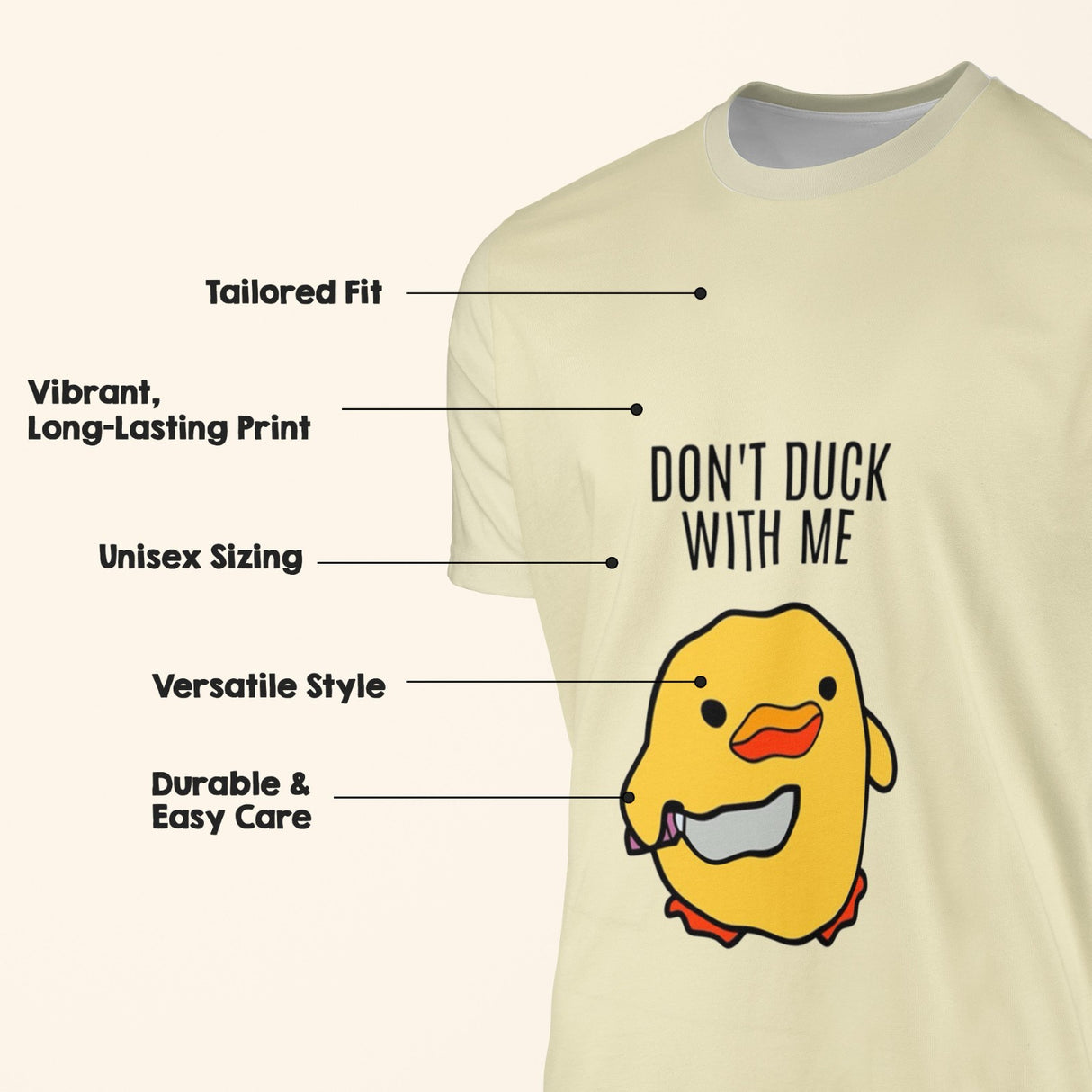 Personalised Dont Duck With Me Design Custom T-Shirt Choose Colour Unisex