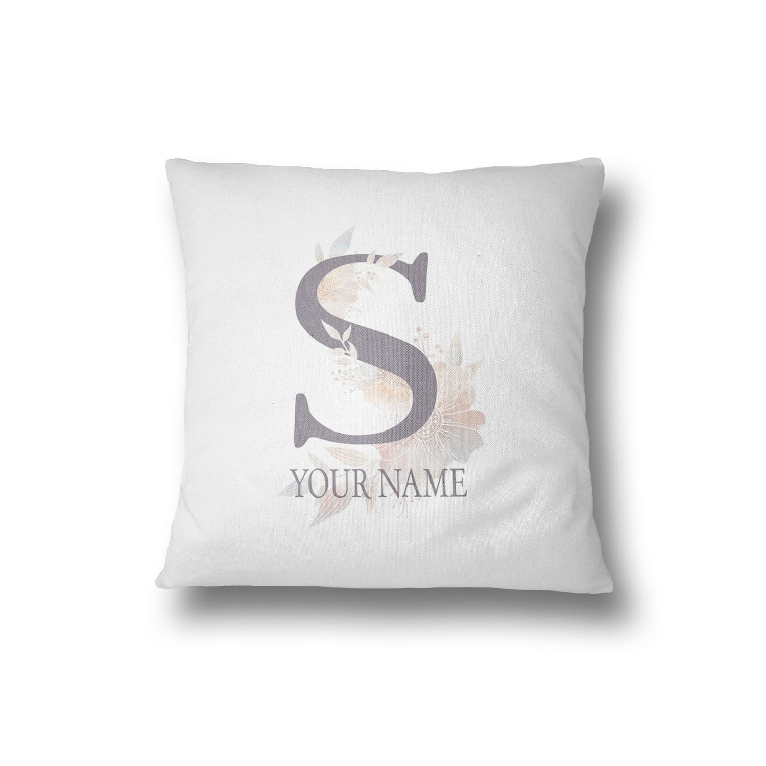 Personalised Misty Dusty Pastel Alphabet Floral Name Initial Letter Cushion