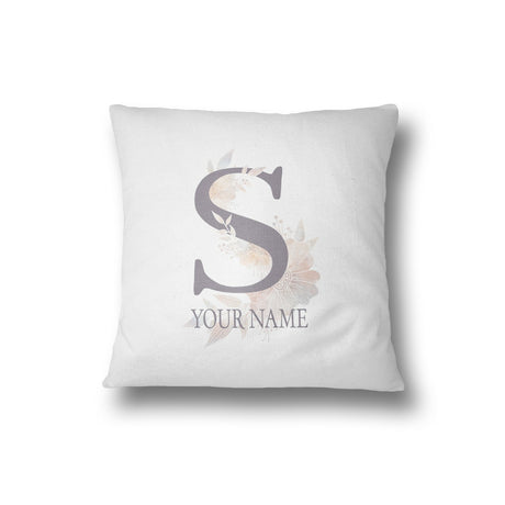 Personalised Misty Dusty Pastel Alphabet Floral Name Initial Letter Cushion