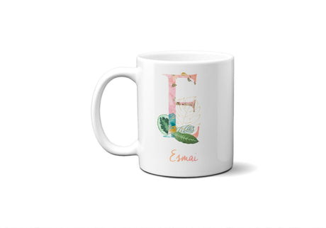 Tropical Alphabet Exotic Floral Name Initial Letter Coffee Mug Gift 11oz Ceramic