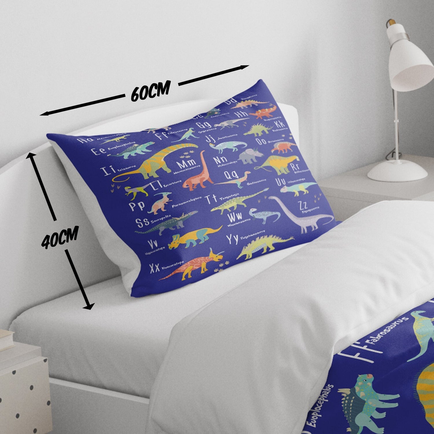 My Dinosaur Alphabet Personalised Toddler Cot Bedding Duvet Cover + Pillowcase