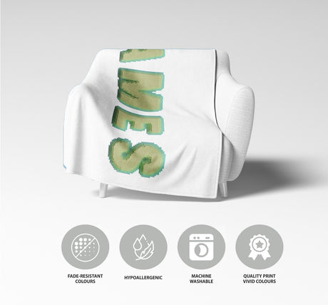 Personalised Any Name Bold Pixel 3D Novelty Soft Fleece Mink Blanket Gift Decor