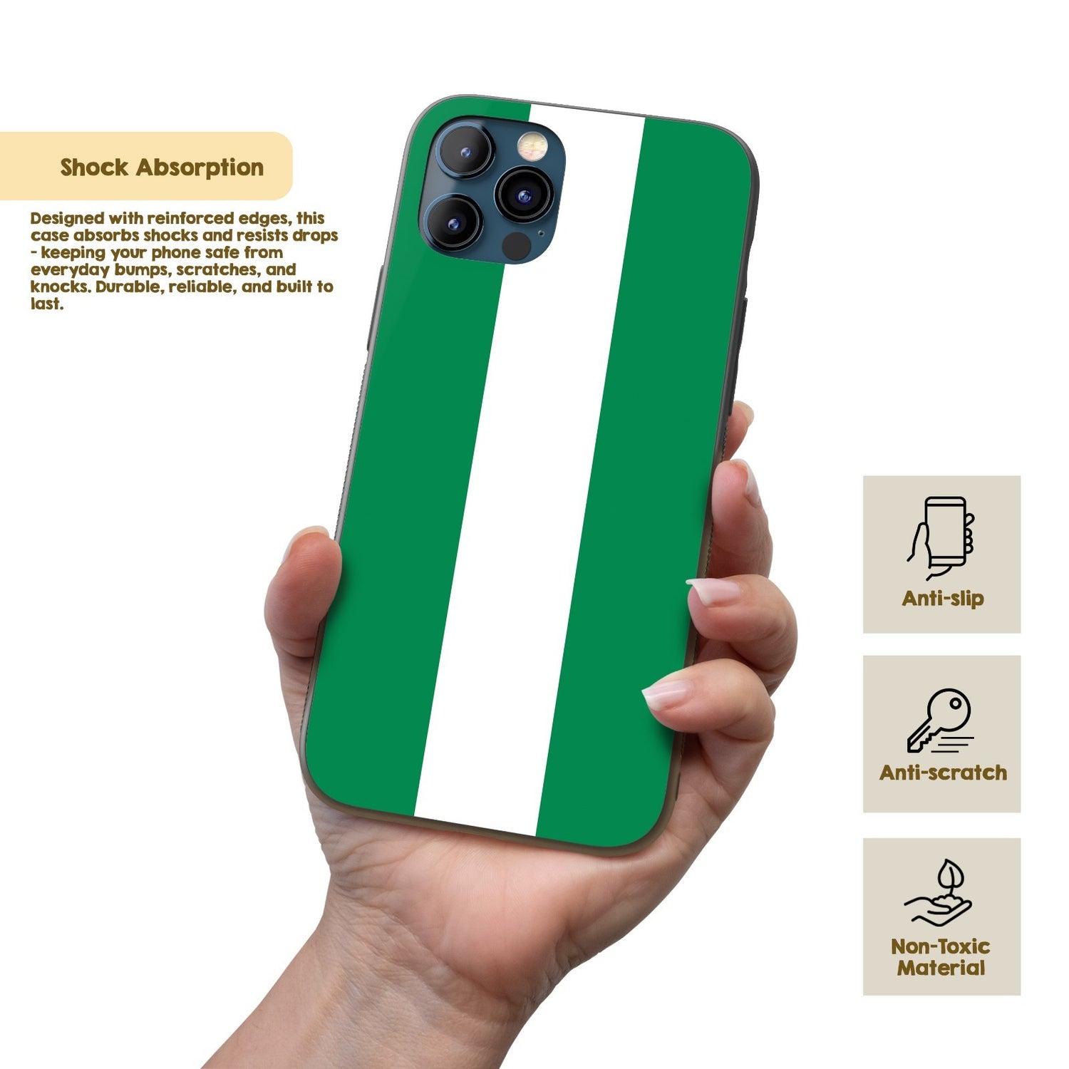 Nigeria Flag Design Printed iPhone Case - Black TPU Cover Protector Custom Gift