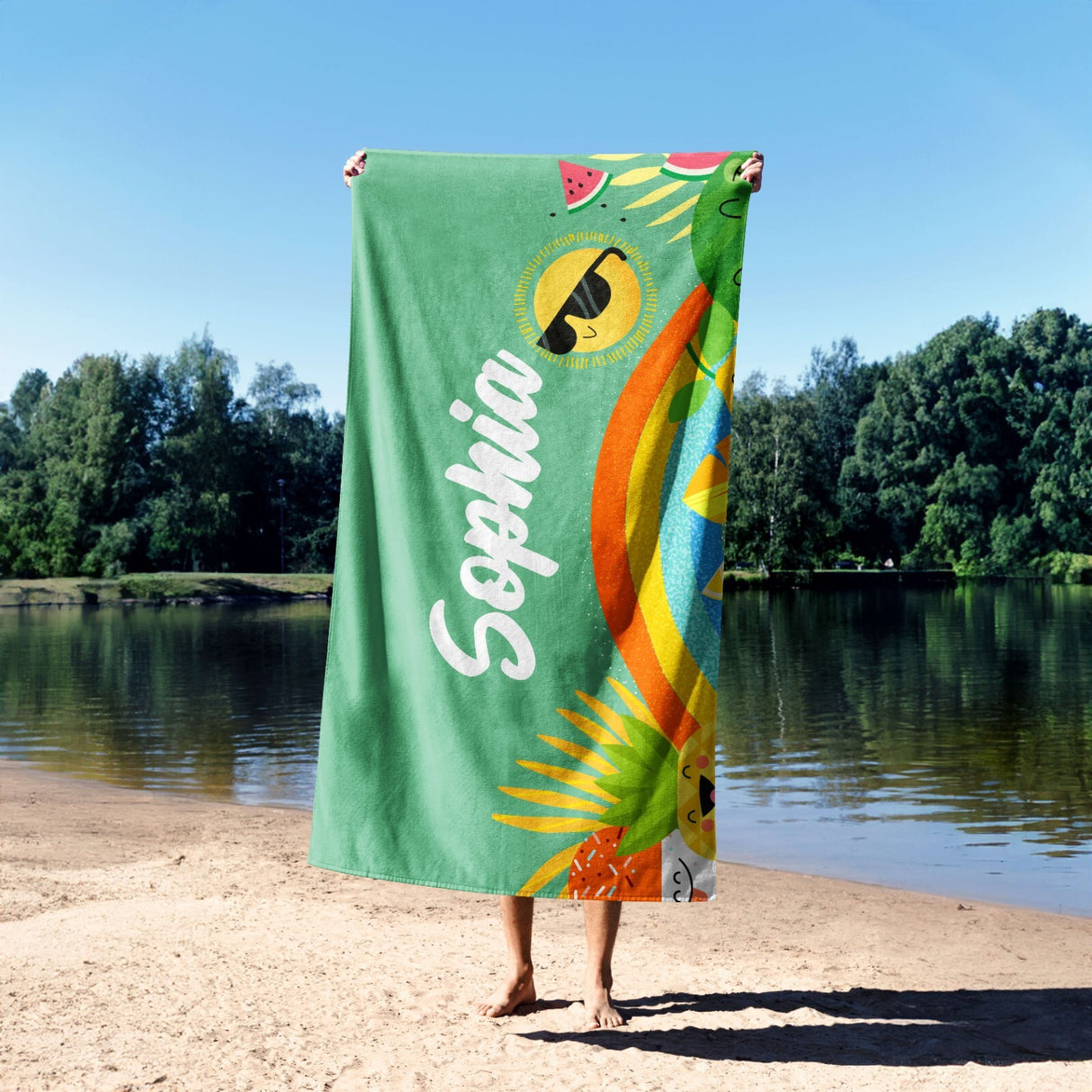 Personalised Custom Name + Colour Summer Soft Absorbent Beach Bath Sheet Towel