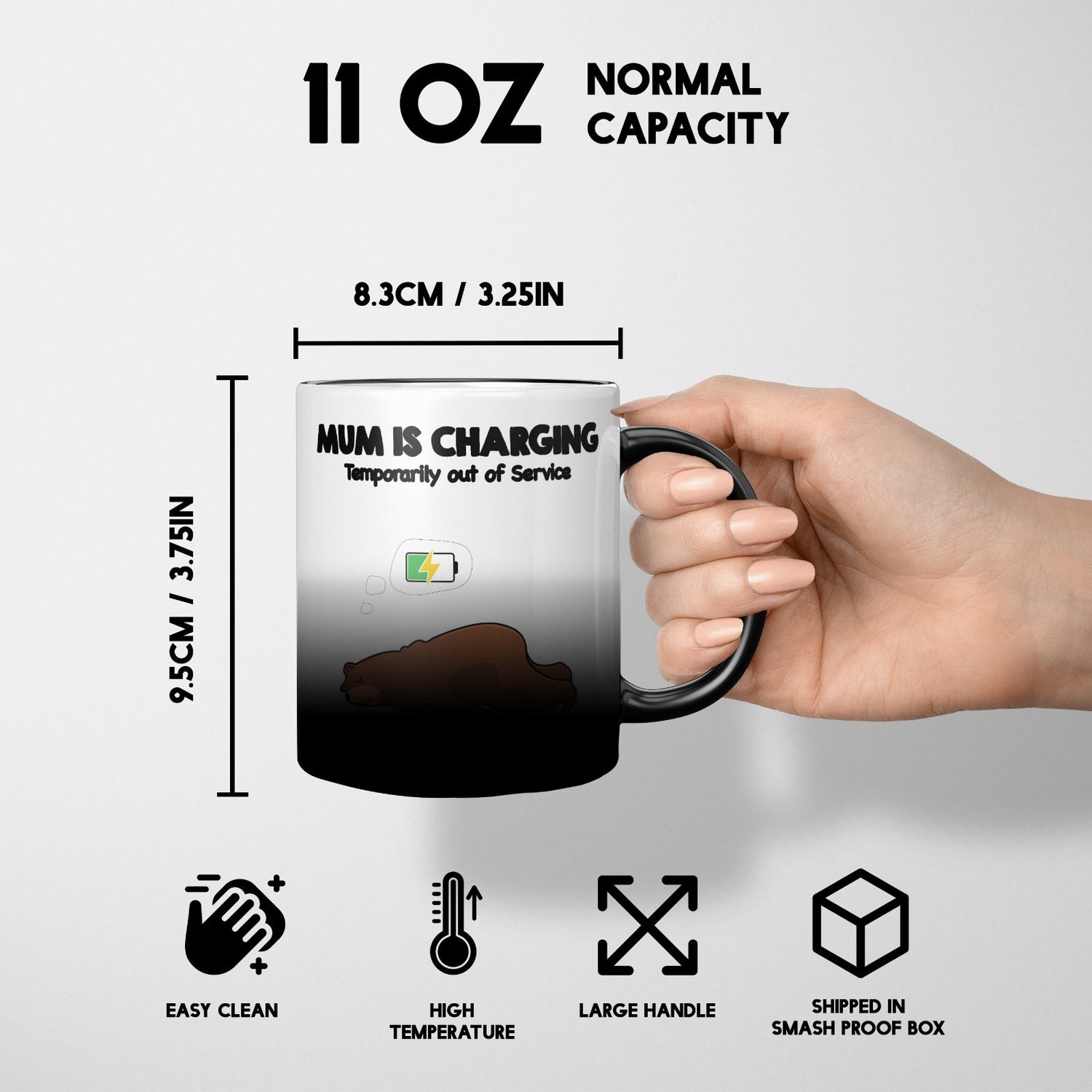 Mum Is Charging Style Heat Sensitive Magic Colour Changing Mug Novelty Drink Cup