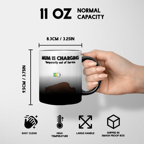 Mum Is Charging Style Heat Sensitive Magic Colour Changing Mug Novelty Drink Cup
