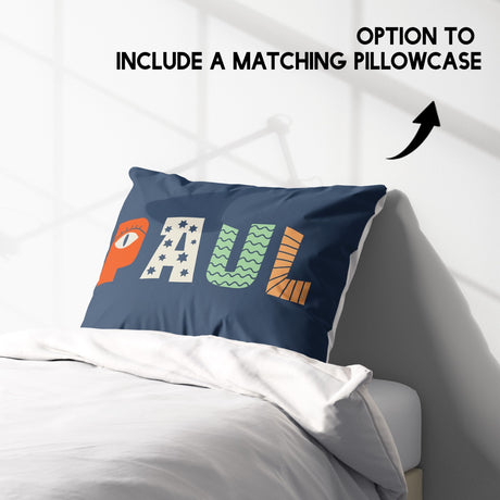 Personalised Name Kids Alphabet Onyx Soft Single Size Novelty Bed Duvet Cover