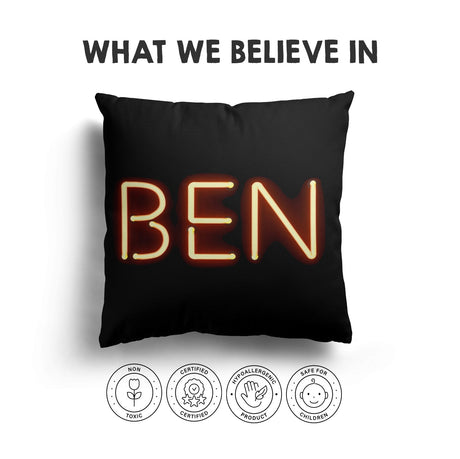 Personalised Neon Alphabet Novelty Print Soft Square Filled Cushion Throw Decor