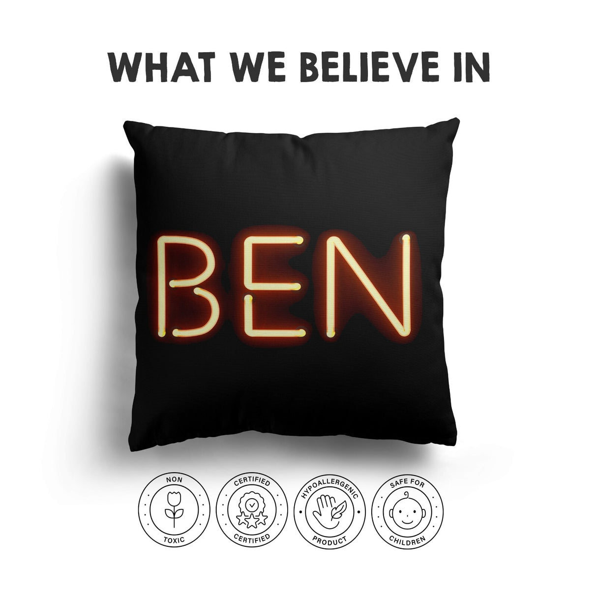 Personalised Neon Alphabet Novelty Print Soft Square Filled Cushion Throw Decor