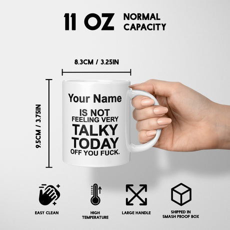 Not Very Talky Rude Cheeky Funny Gift Coffee Tea Mug Coaster + Option Him Her