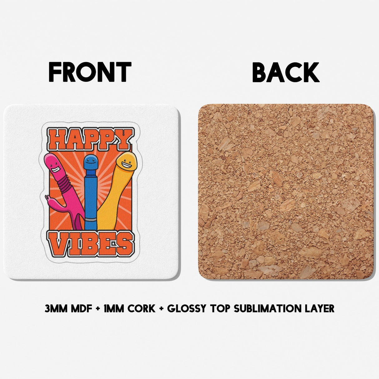 Happy Vibes Rude Cheeky Funny Gift Coffee Tea Mug + Coaster Option For Him Her