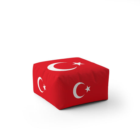 Turkey Flag Turkish Ottoman Filled Pouffe Footrest Washable Cover Custom Gift