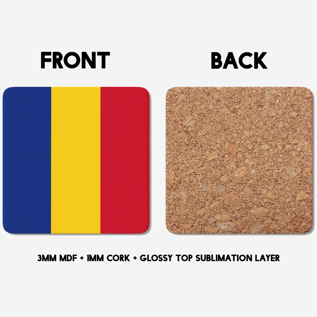 Romania Flag Design Patriotic Coffee Tea Mug Cup Set Coaster Gift Him Her Custom