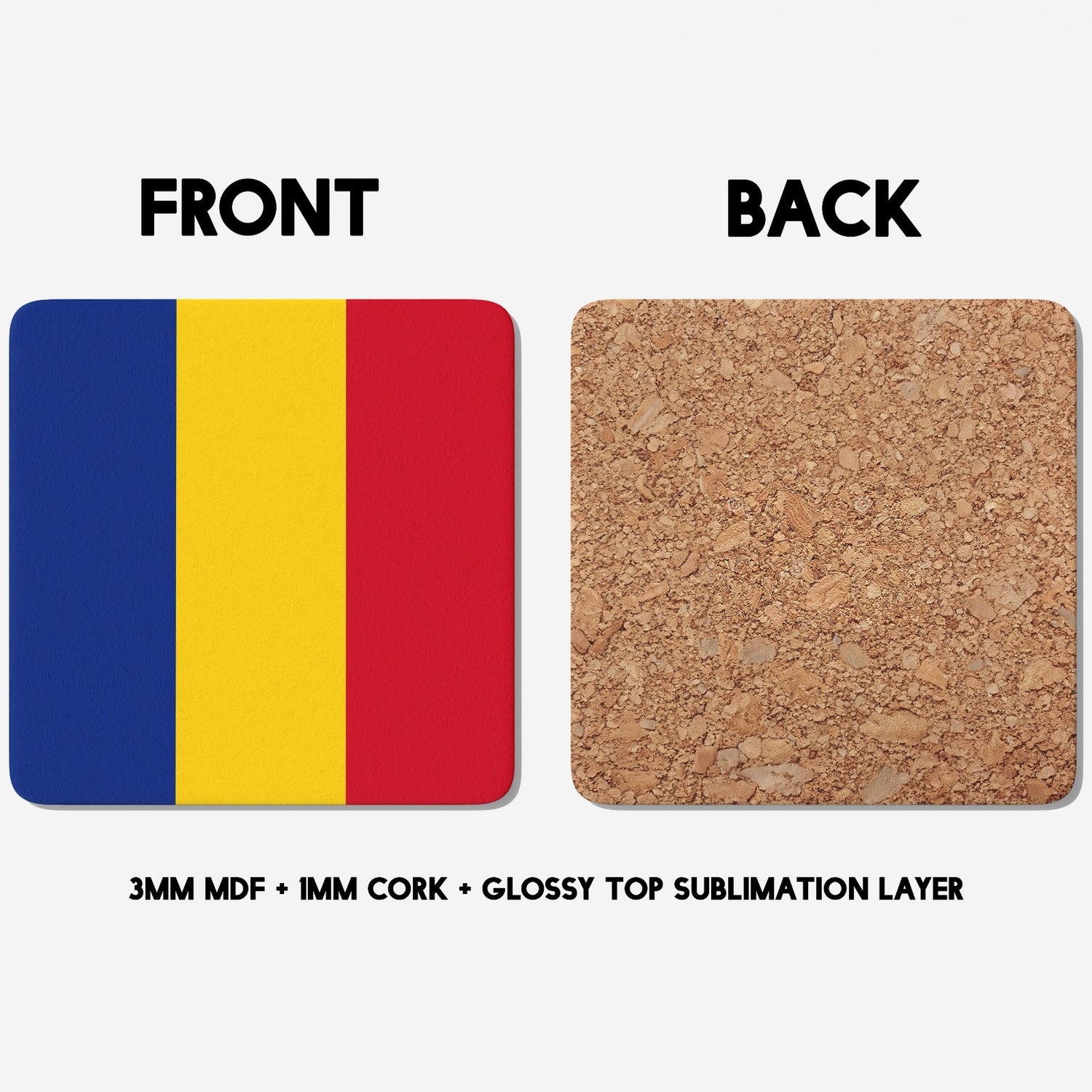 Romania Flag Design Patriotic Coffee Tea Mug Cup Set Coaster Gift Him Her Custom