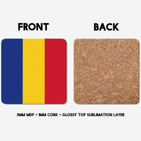 Romania Flag Design Patriotic Coffee Tea Mug Cup Set Coaster Gift Him Her Custom