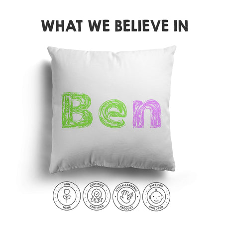 Personalised Name Colourful Retro Soft Square Filled Cushion Throw Decor Gift