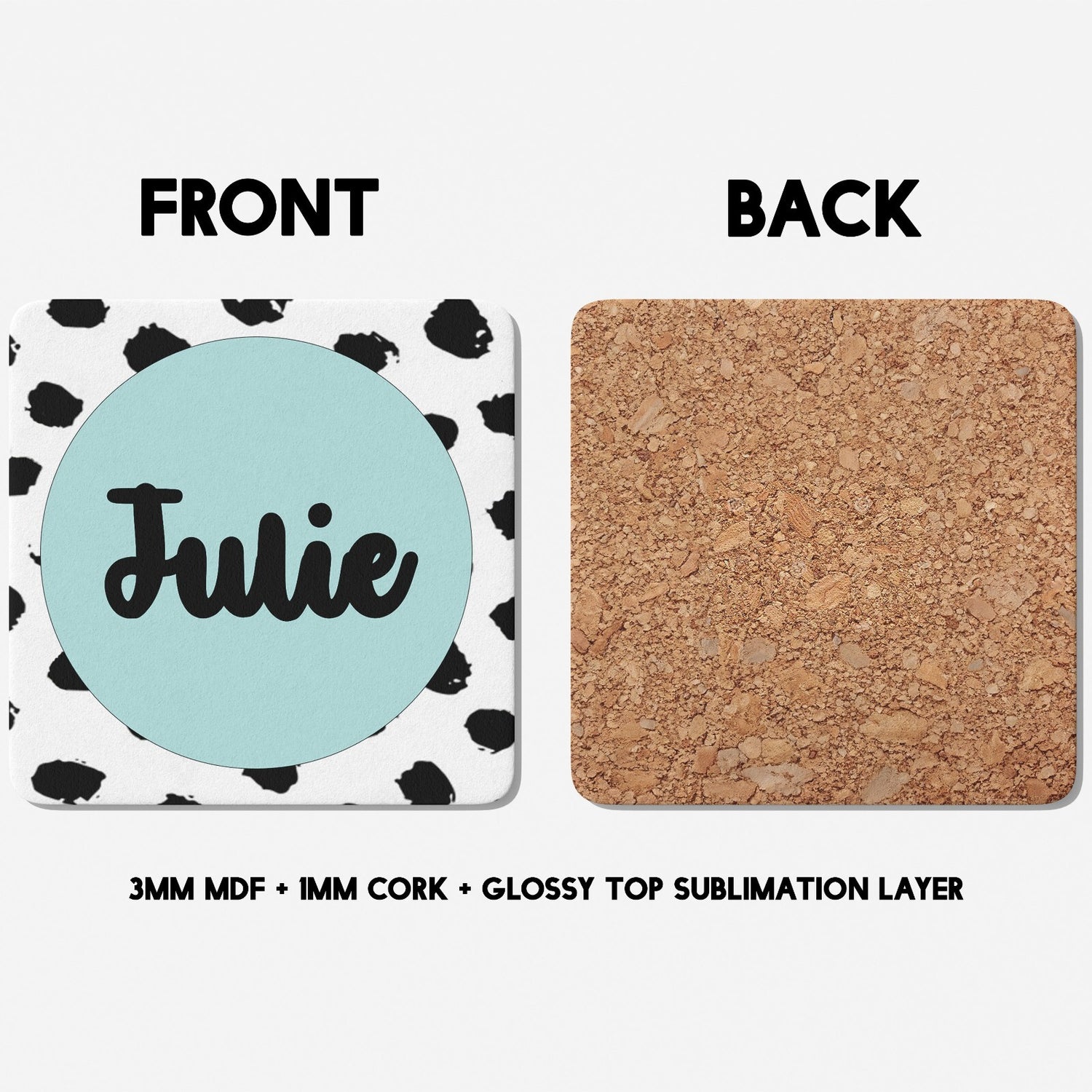 Polka Dot Custom Personalised Text Printed Coffee Tea Mug Coaster Gift Him Her