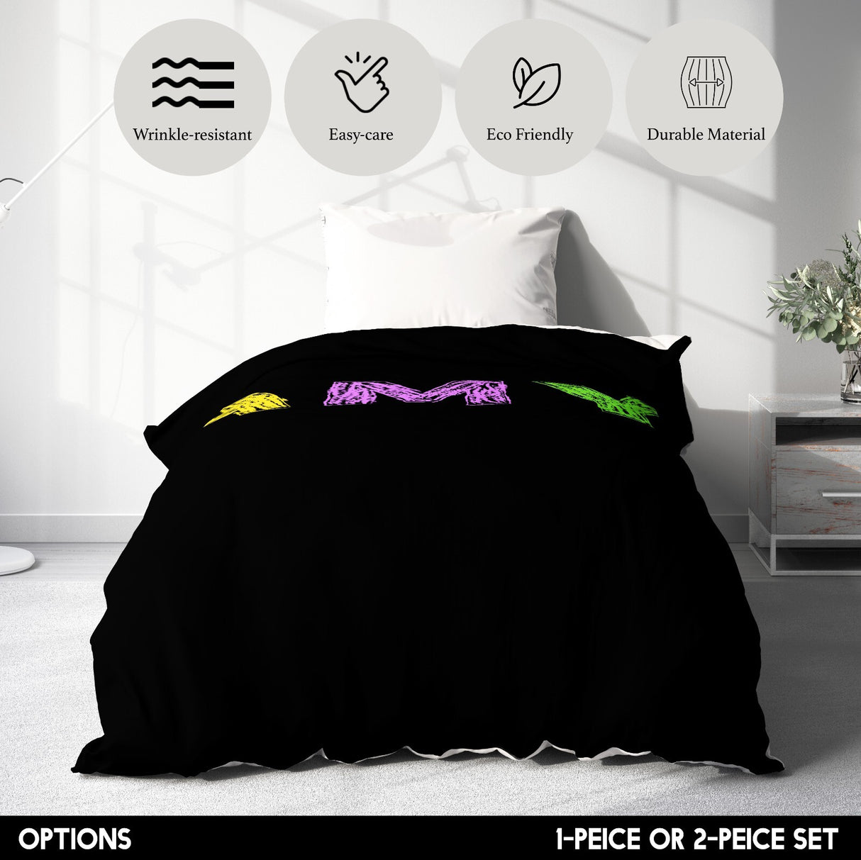 Personalised Any Name Colourful Crayon Soft Single Size Novelty Bed Duvet Cover