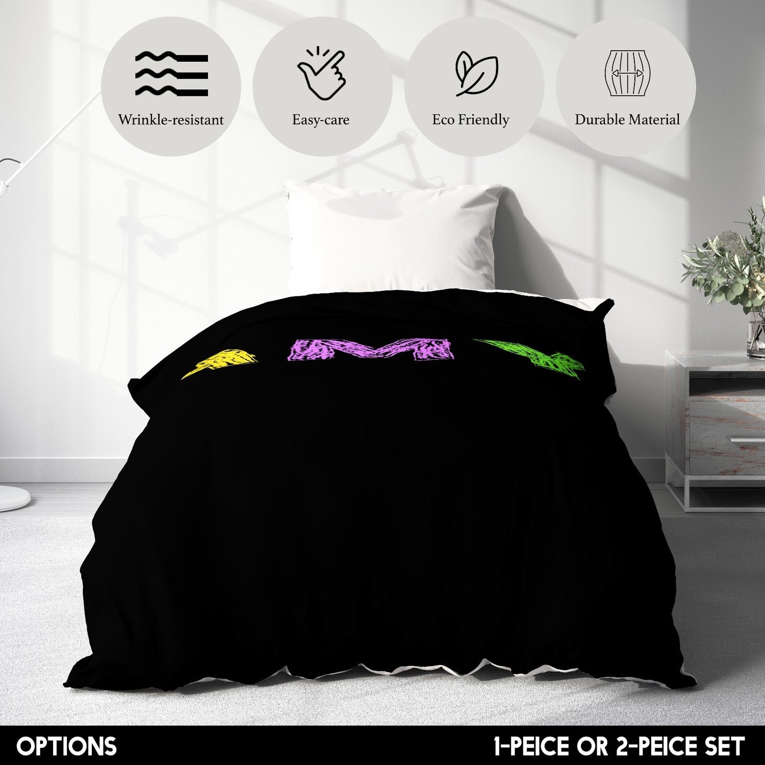 Personalised Any Name Colourful Crayon Soft Single Size Novelty Bed Duvet Cover