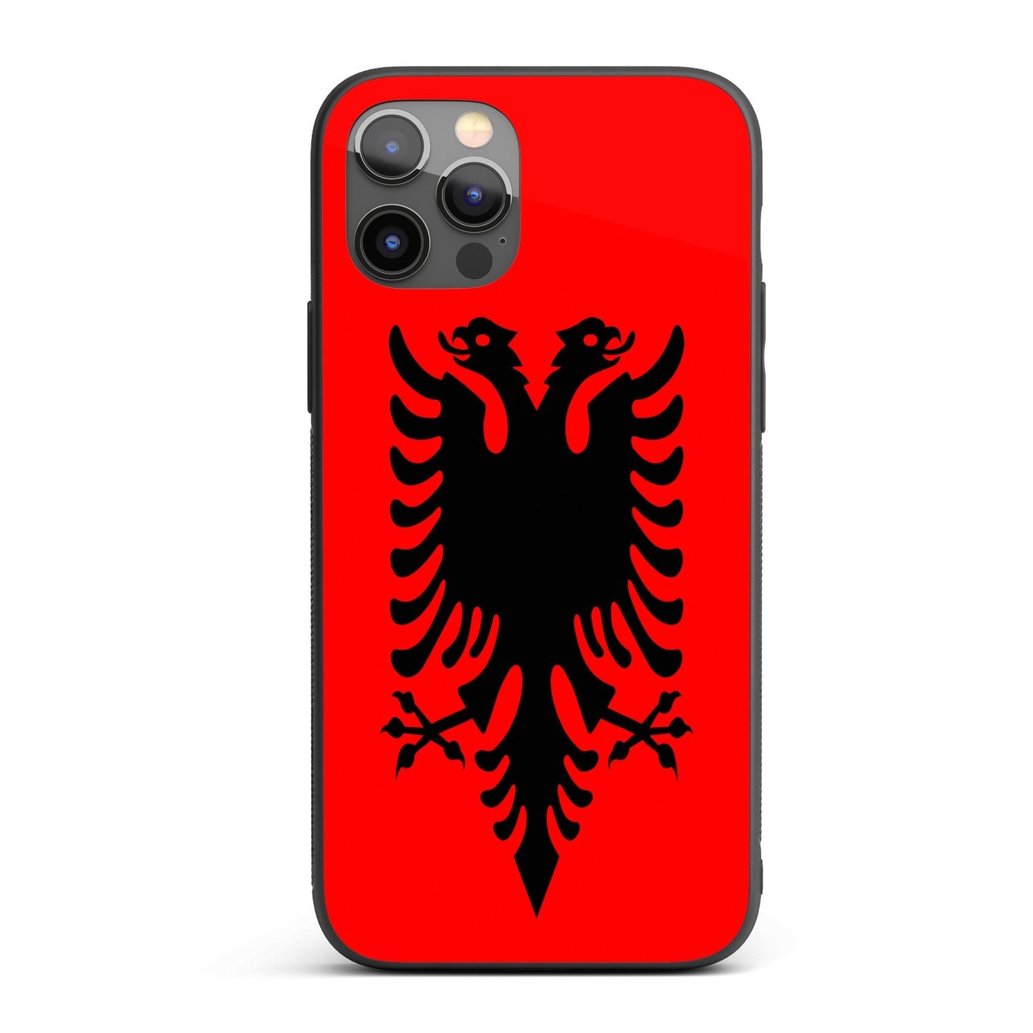 Albania Flag Design Patriotic iPhone Case Black TPU Cover Protector Custom Gift