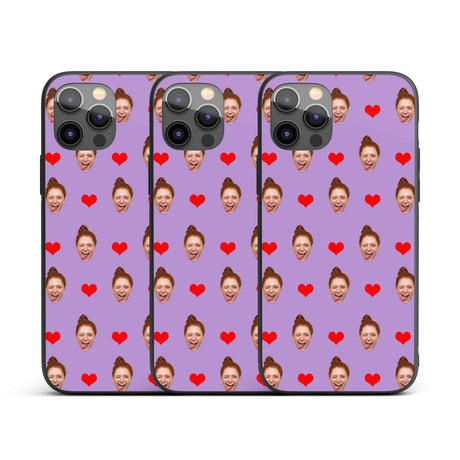 Face Cut Out All Over With Heart Personalised Custom - Printed iPhone Black Case