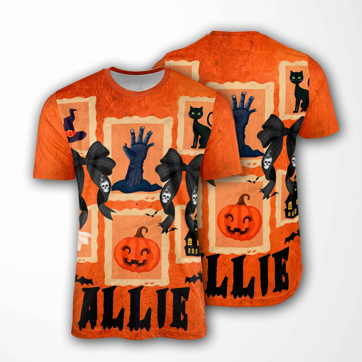 Halloween Spooky Personalised Custom All-Over Printed T-Shirt Colour Unisex Gift