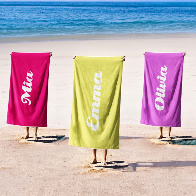 Personalised Name Custom Any Background Colour Absorbent Beach Bath Sheet Towel