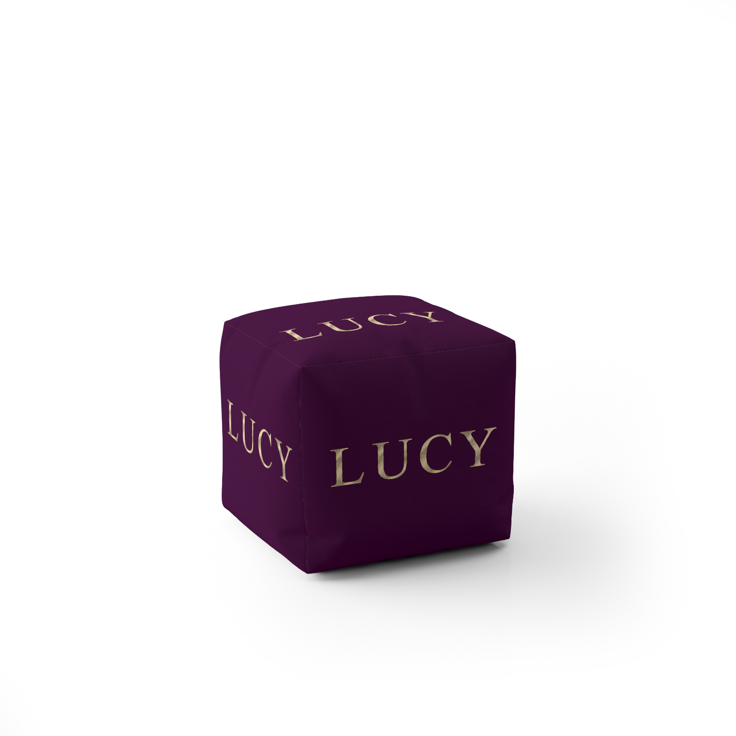 Personalised Any Name Vector Gold Coloured Ottoman Filled Pouffe Washable Cover