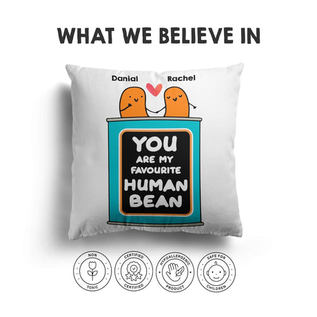 Personalised My Favourite Human Bean Name Novelty Soft Square Fill Cushion Throw