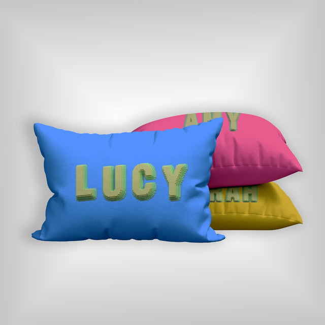 Personalised Any Name Bold Pixel 3D Customised Printed Soft Pillowcase Pillow