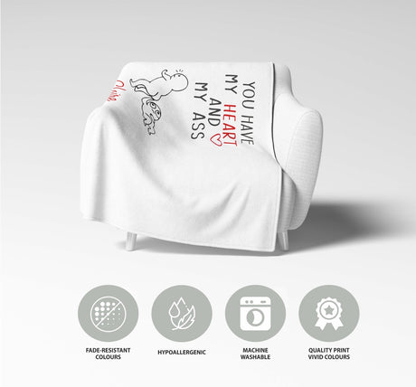 You Have My Heart Personalised Name Valentines Love Fleece Mink Blanket Decor