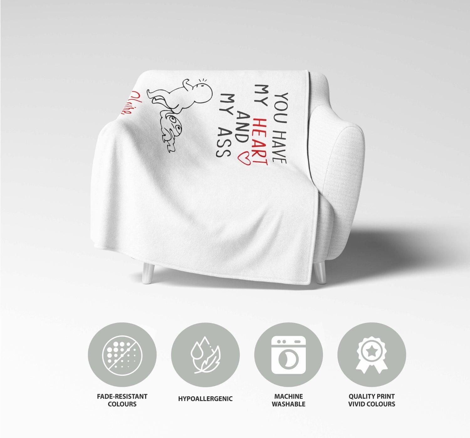 You Have My Heart Personalised Name Valentines Love Fleece Mink Blanket Decor