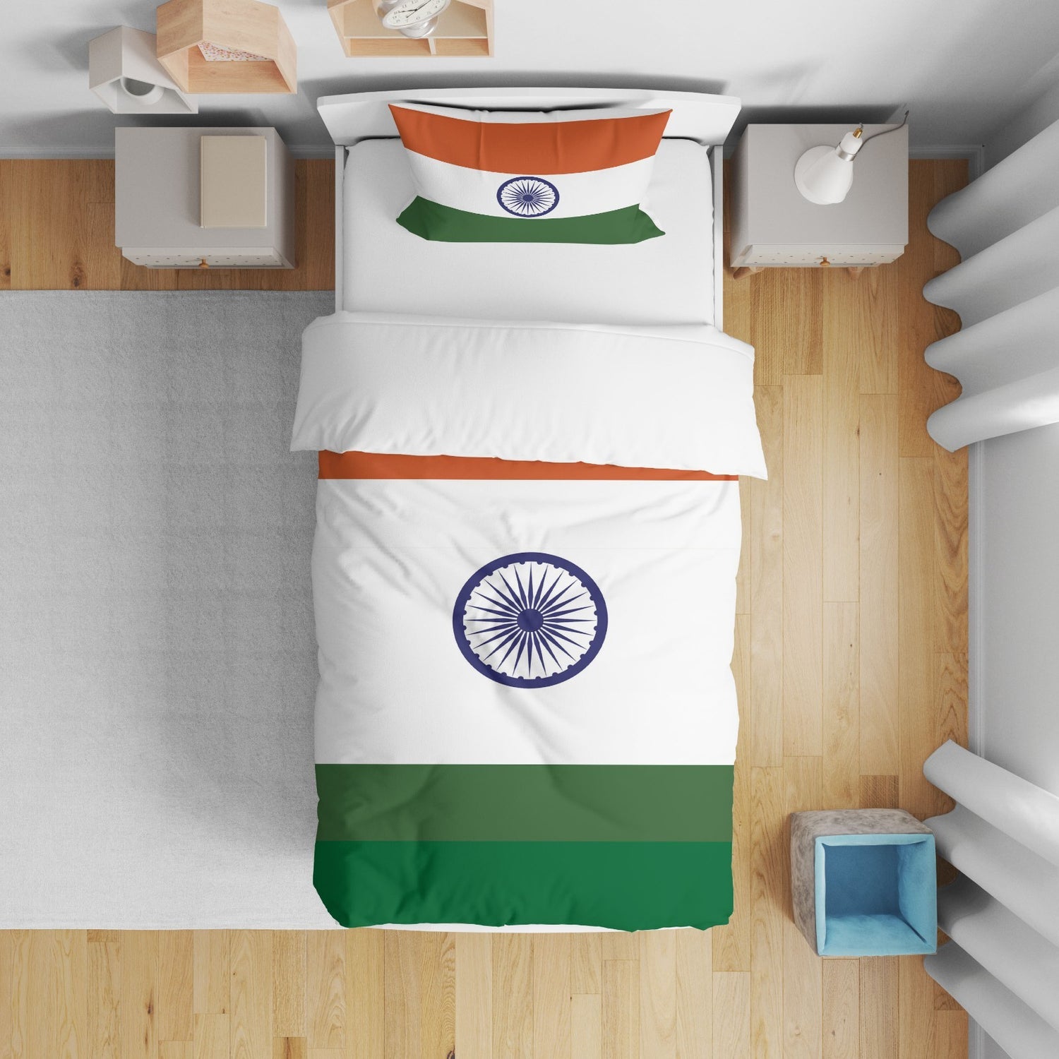 Indian Flag India Cot Bed Duvet Cover Toddler Pillowcase Design Gift Custom Cosy