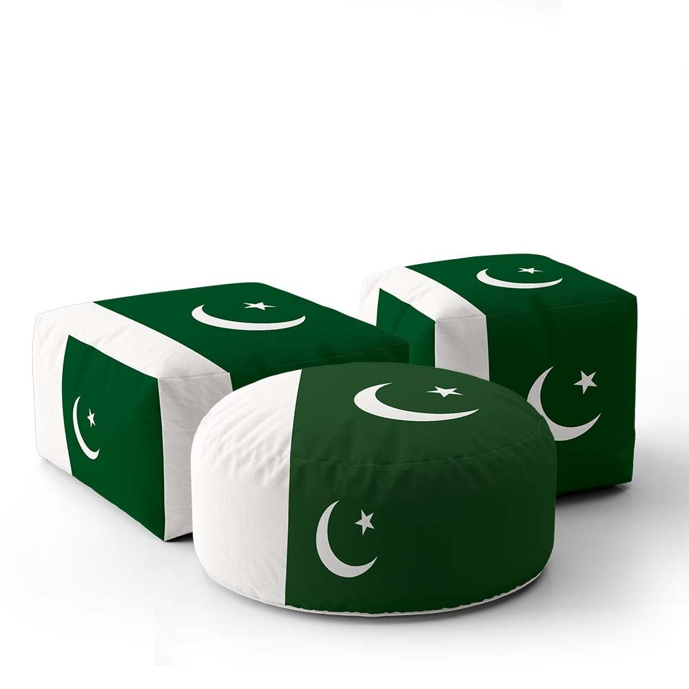 Pakistan Flag Design Custom - Ottoman Filled Pouffe Footrest Inc Washable Cover