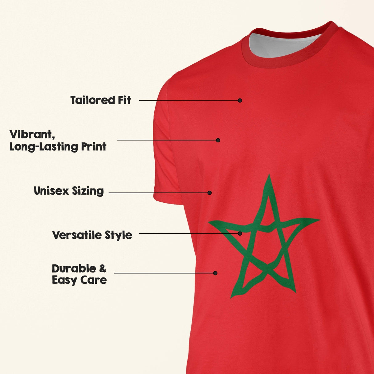 Morocco Flag Moroccan Custom All-Over Printed Unisex T-Shirt Top Patriotic Tee