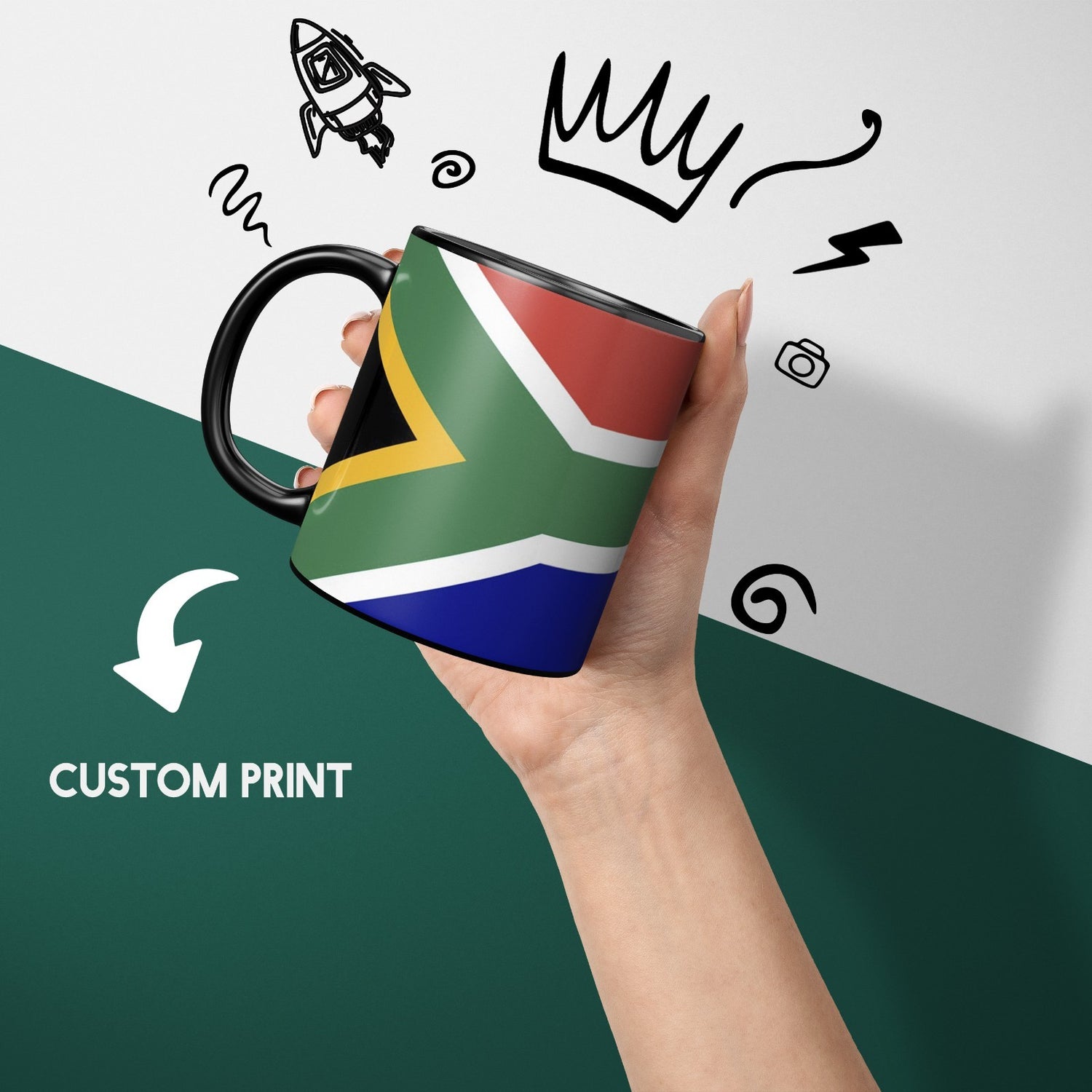 South Africa Flag SA Design Tea Gift Heat Sensitive Magic Colour Changing Mug
