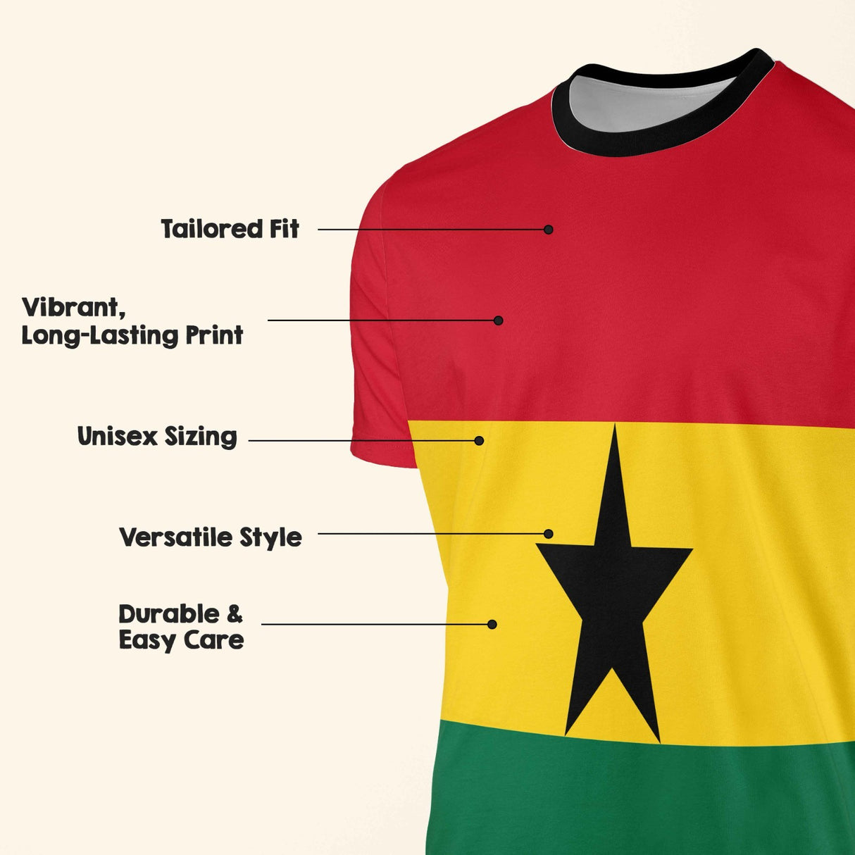 Ghana Flag Ghanaian Custom All-Over Printed Unisex T-Shirt - Top Patriotic Tee