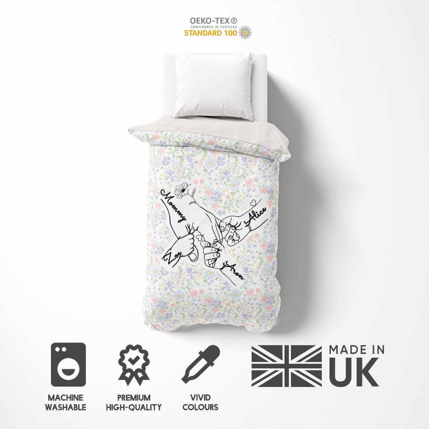 Mother's Day Custom Name Floral Memory Single Size Novelty Bed Duvet Cover Set