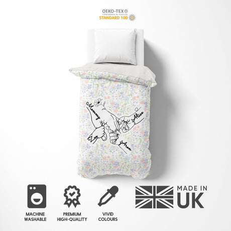 Mother's Day Custom Name Floral Memory Single Size Novelty Bed Duvet Cover Set