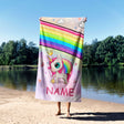 Personalised Name Unicorn Rainbow Fantasy Soft Absorbent Beach Bath Sheet Towel