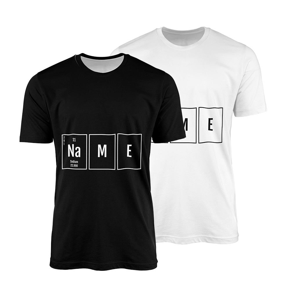Personalised Science Chemical Alphabet Unisex T-Shirt Custom Colour Nerdy Tee