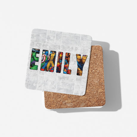 Personalised Superhero Name Mug & Coaster Set Gift for Kids – 11oz Ceramic Cup