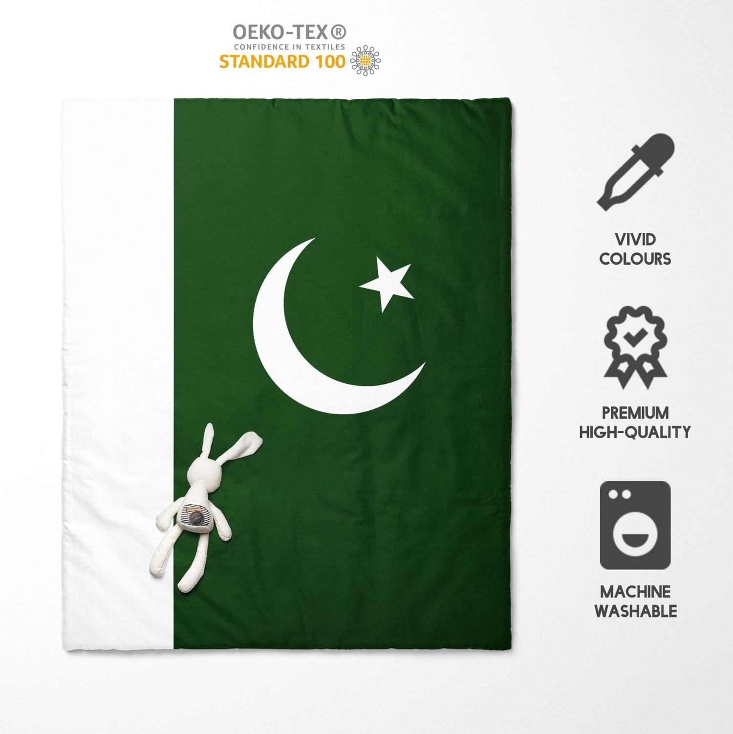Pakistan Flag Design Gift Custom Toddler Cot Bed Duvet Cover + Pillowcase Set